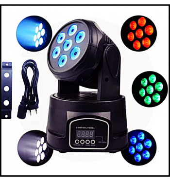 imagem de MINI MOVING HEAD WASH COM 7 LEDS DE 12W RGBW QUADRILED DMX
